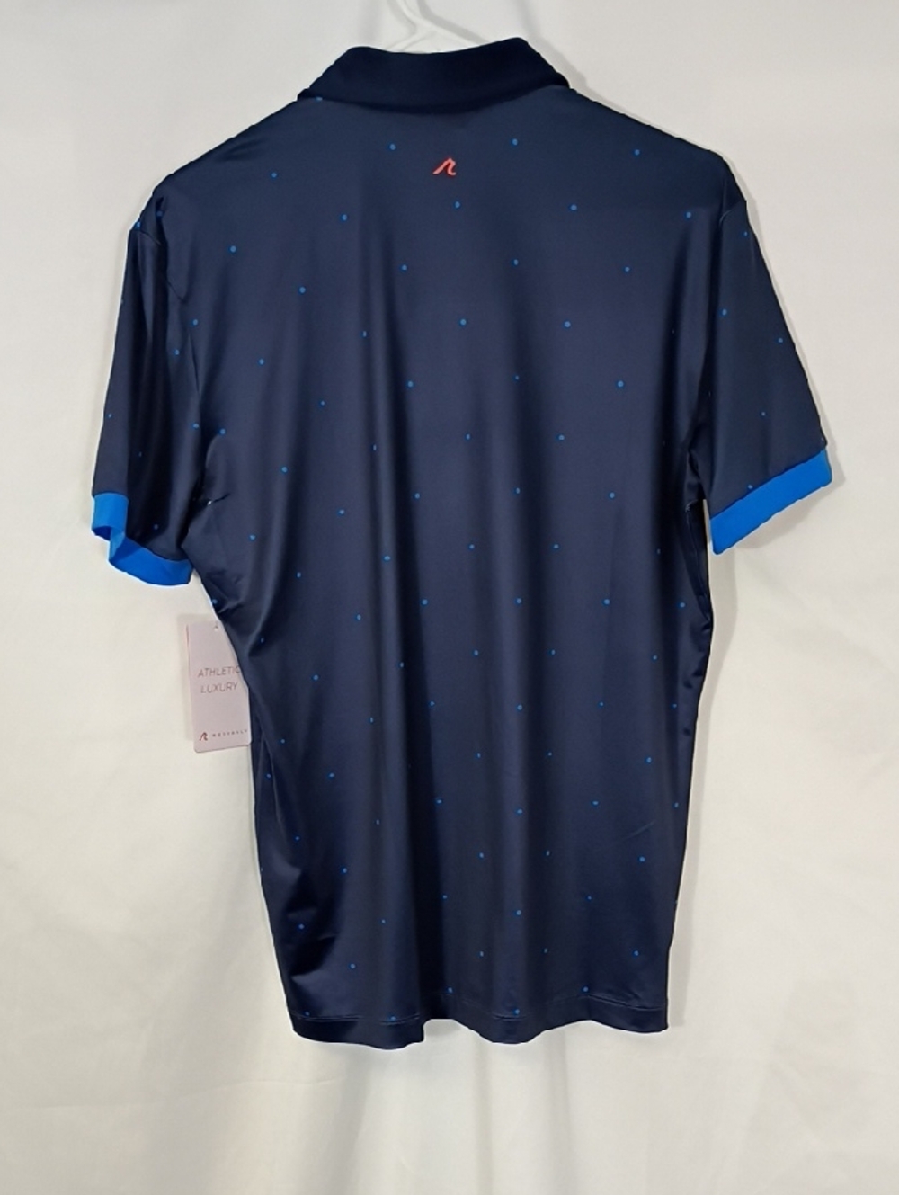 NWT Red Vanley Men's Navy Polo Shirt with Midnight Navy Dot Accent Sz Small Golf - Picture 2 of 9